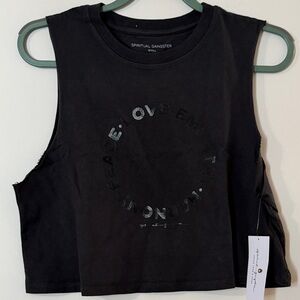 Spiritual Gangster Black Graphic Crop Top